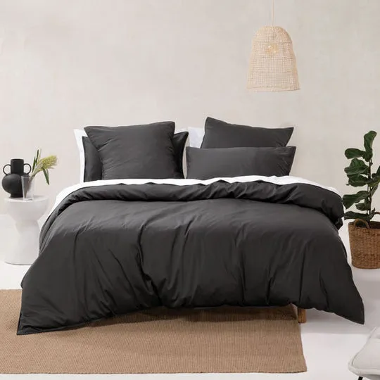 Nara Charcoal European Pillowcase by Linen House