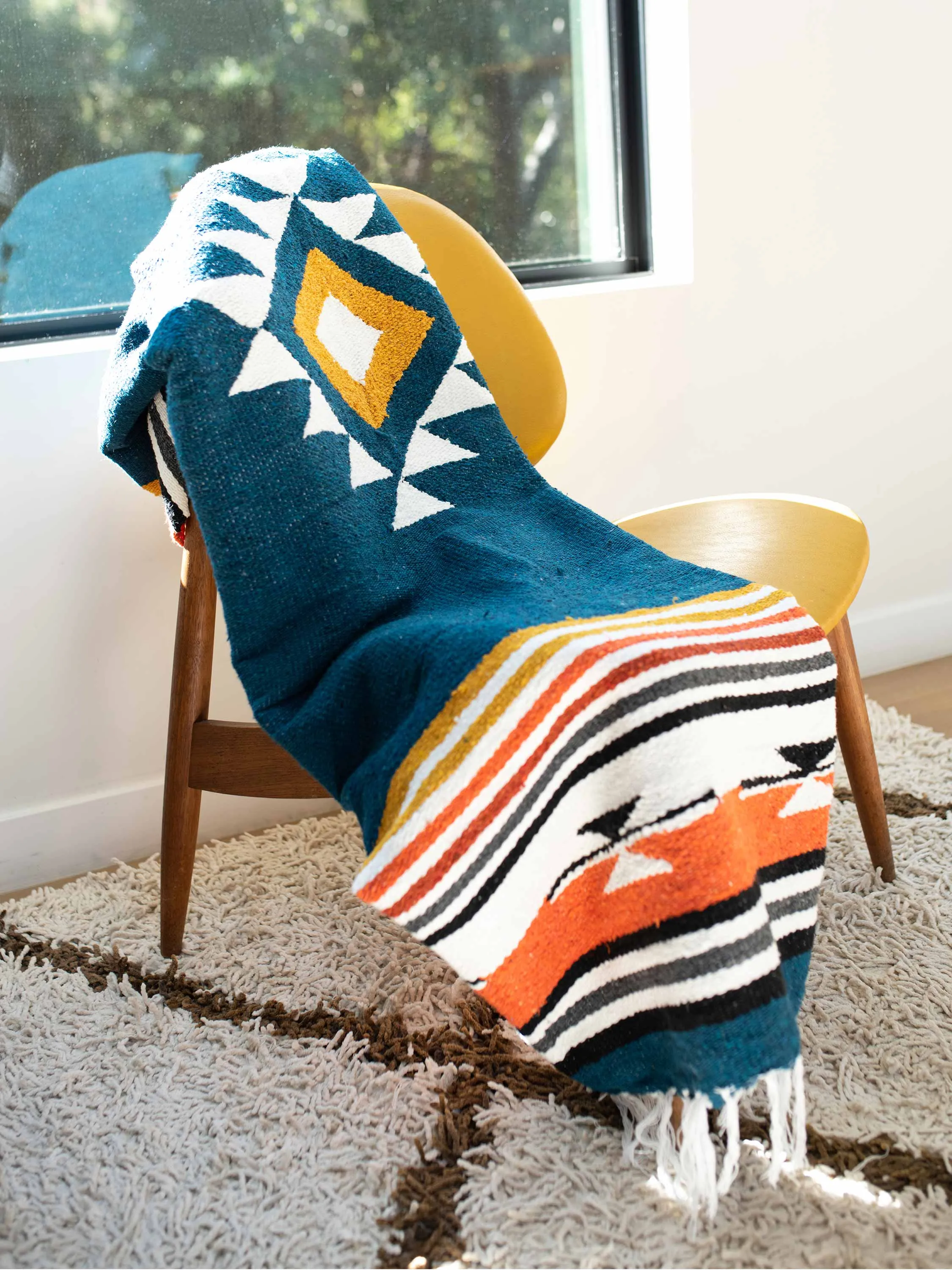 Navy Baja Mexican Blanket