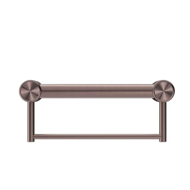 Nero Mecca Care 32mm Grab Rail With Towel Holder 300mm Brushed Bronze