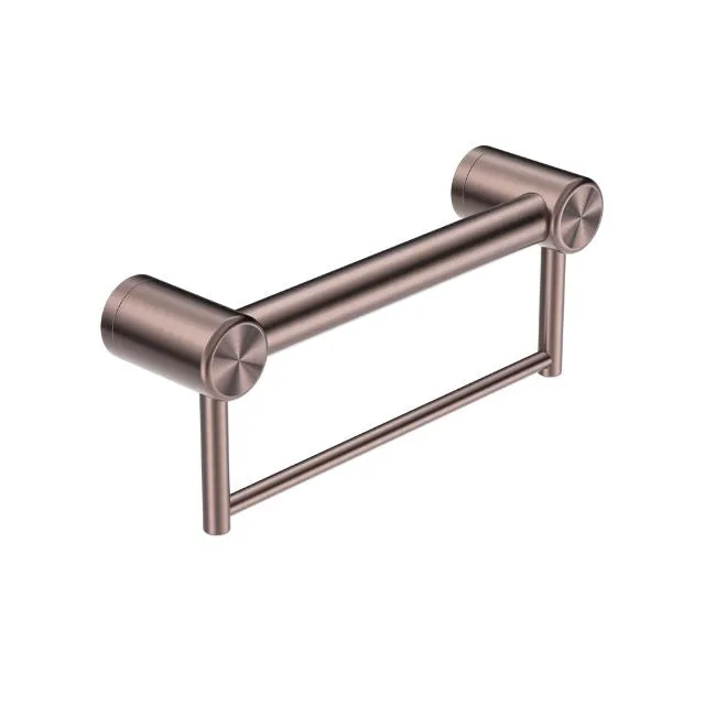 Nero Mecca Care 32mm Grab Rail With Towel Holder 300mm Brushed Bronze