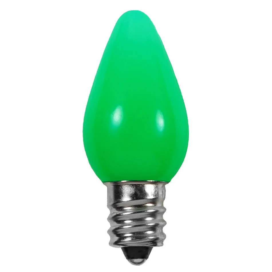 Opaque C7 LED Bulbs - Green - 25 Pack