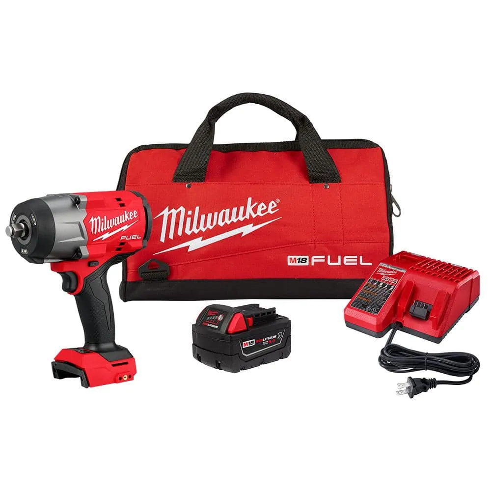 Open Box - Milwaukee M18 FUEL 18V Lithium-Ion Brushless Cordless 1/2 in. Impact Wrench w/Friction Ring Kit w/One 5.0 Ah Battery and Bag