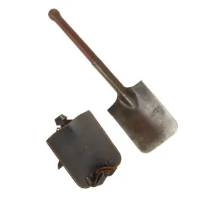 Original German WWII Square Head Entrenching Tool With Carrier by Carl Krampe dated 1943 - Schanzzeug