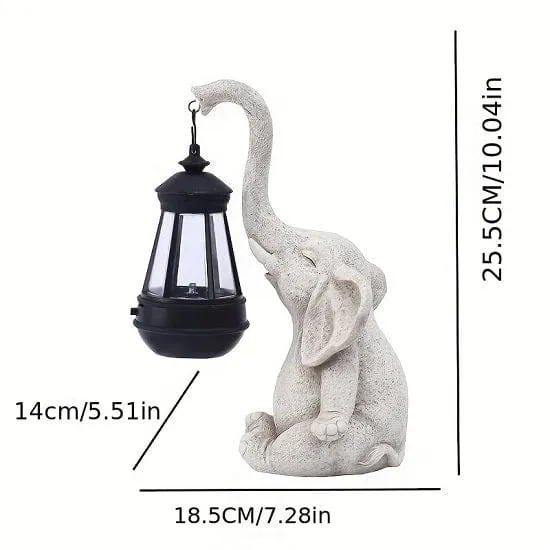 Outdoor Garden  Courtyard Sculpture Elefant Carrying Solar Lamp