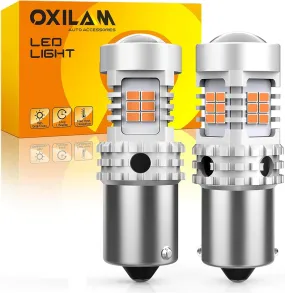 OXILAM 7507 PY21W BAU15S LED Bulbs Amber Yellow 2800LM for Turn Signal Lights with Build-in Load Resistor CANBUS Error Free 2641A 12496 7507AST Bulb Replacement (2PCS)