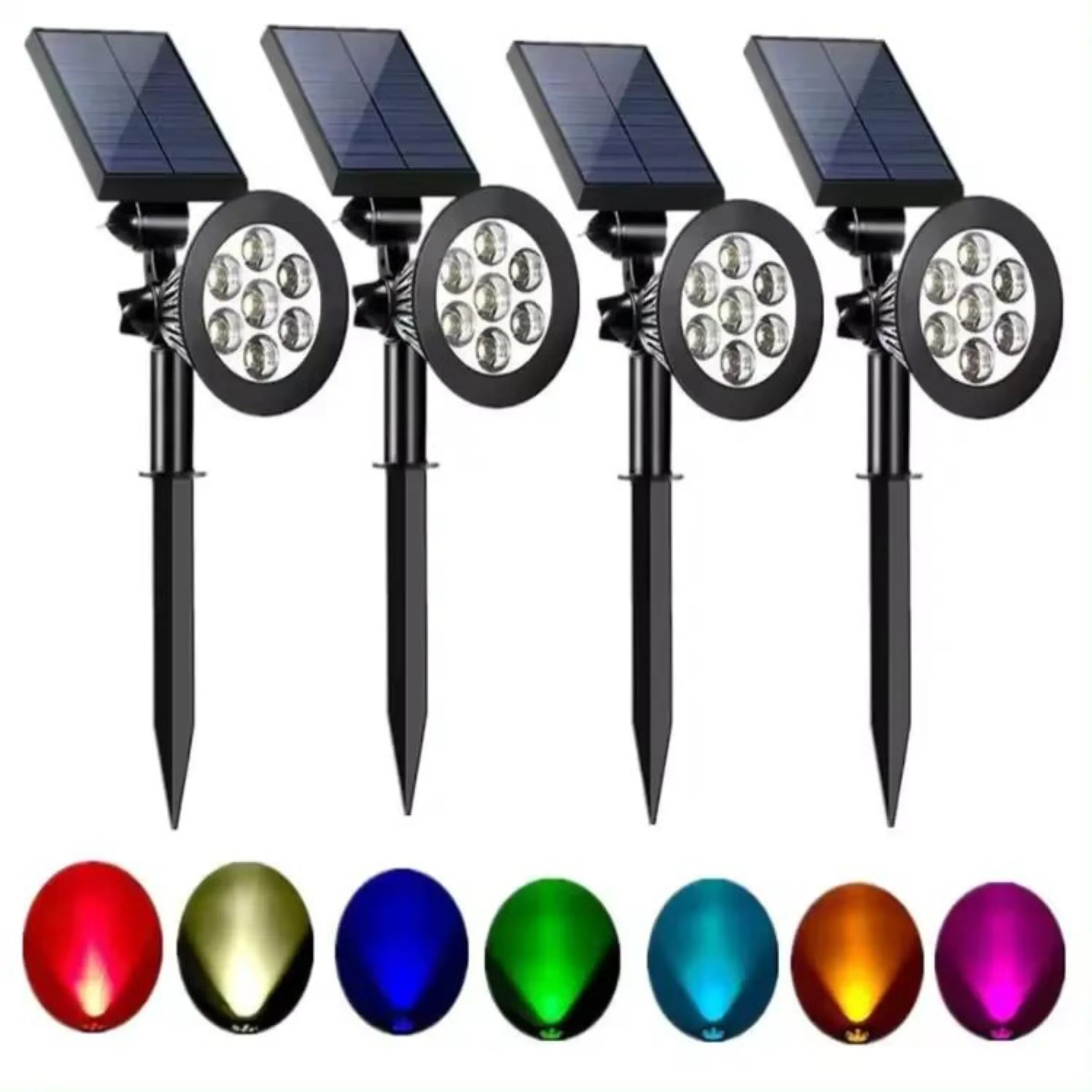 (Pack of 5) 2-in-1 Solar Powered Quad LED Adjustable Spot Light