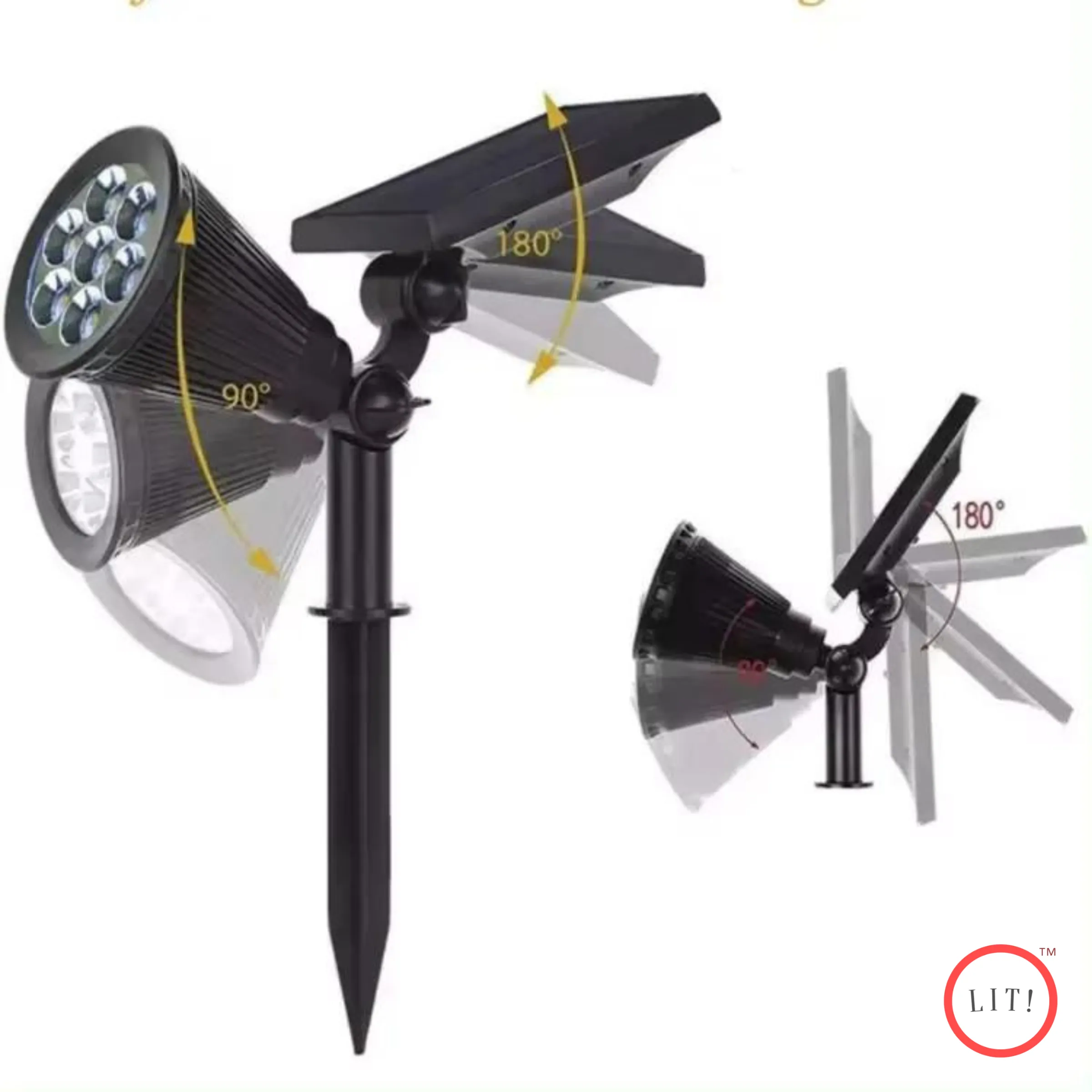 (Pack of 5) 2-in-1 Solar Powered Quad LED Adjustable Spot Light