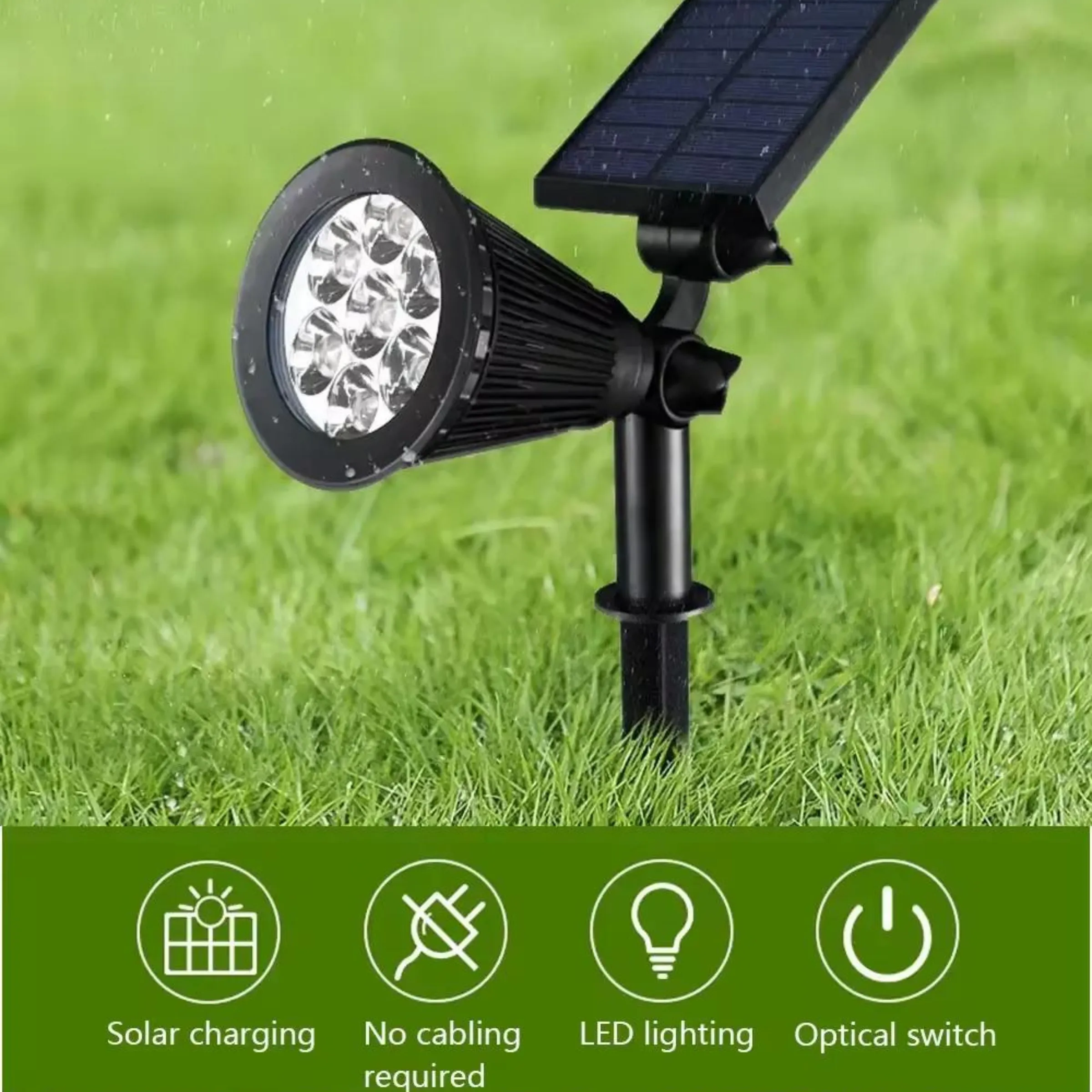 (Pack of 5) 2-in-1 Solar Powered Quad LED Adjustable Spot Light