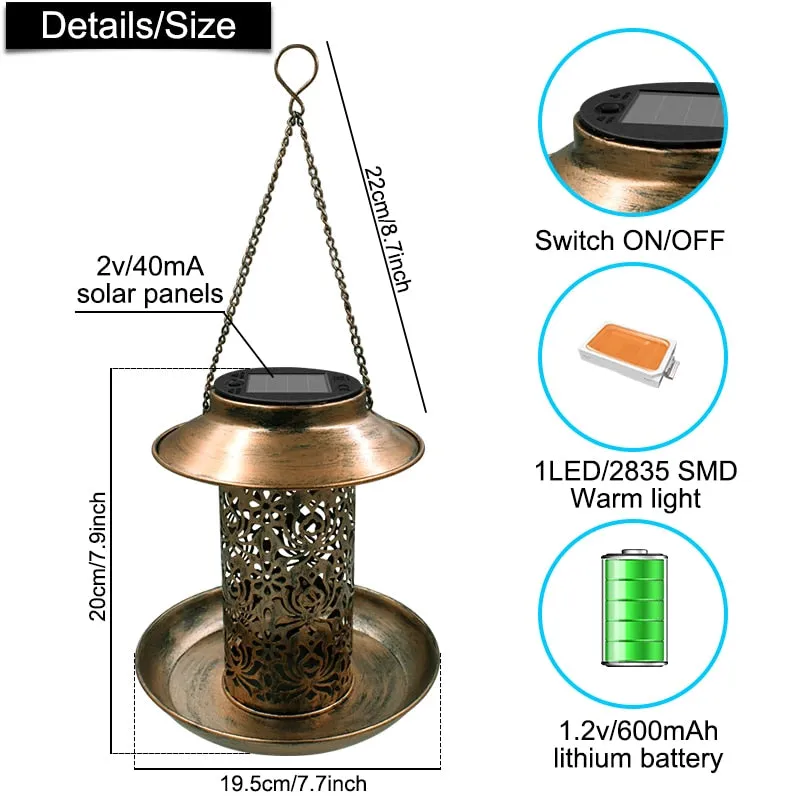 Pagone - Solar Bird Feeder Waterproof Light