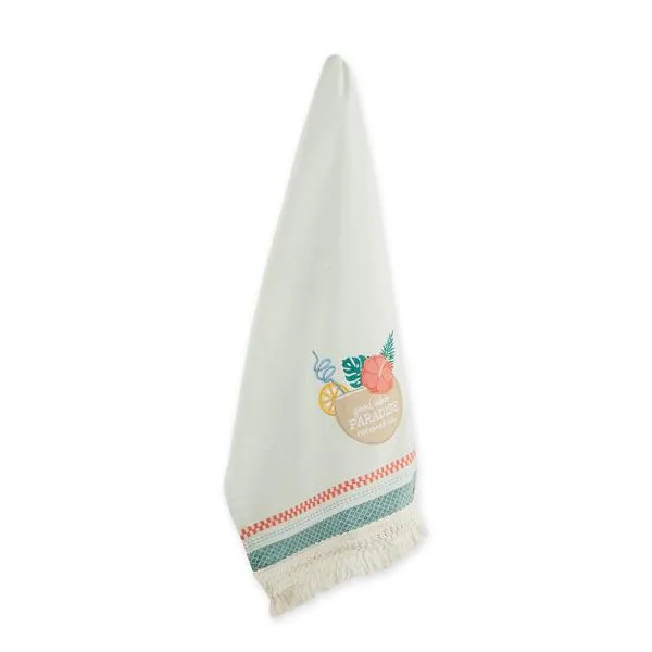 Paradise Coconut Drink Embellished Dish Towel