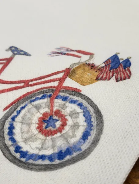 Patriotic Bike with Quote Dish Towel