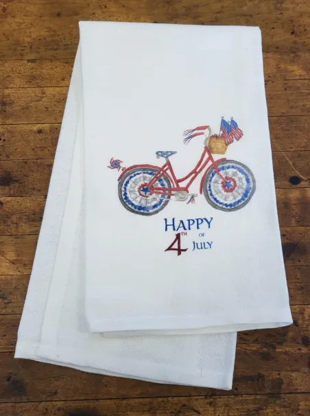 Patriotic Bike with Quote Dish Towel