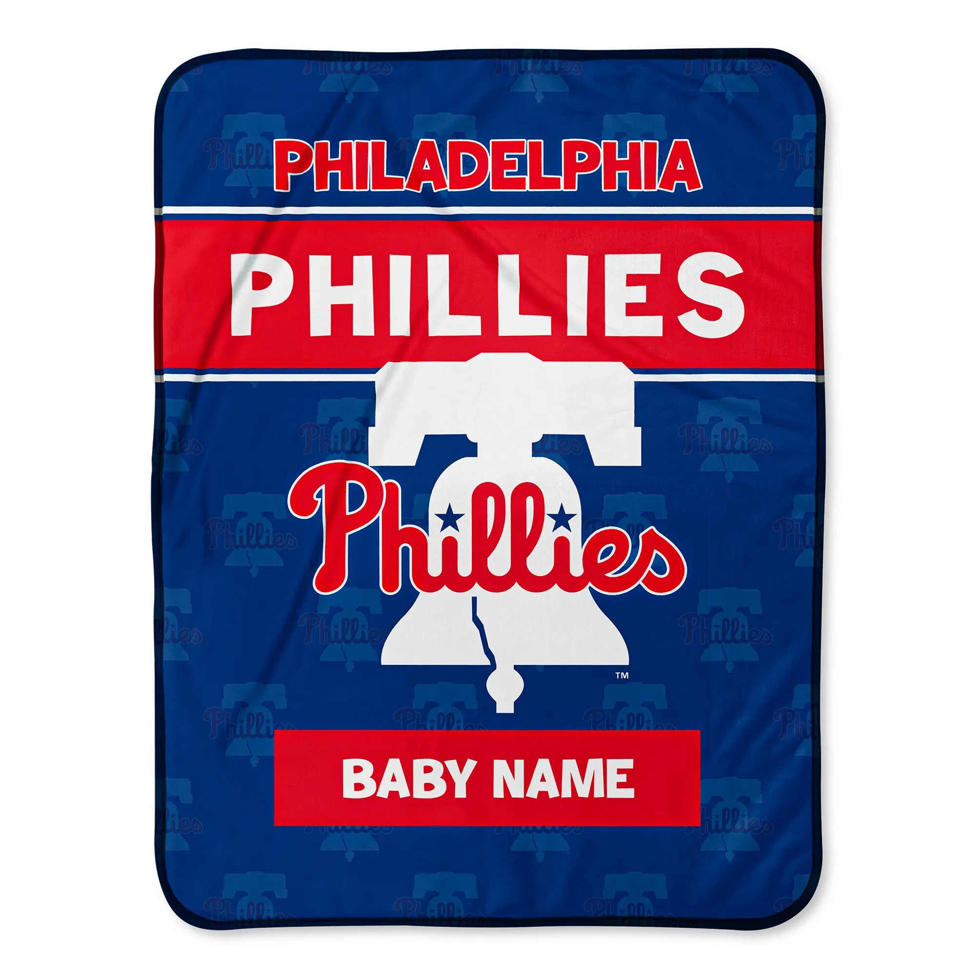 Personalized Philadelphia Phillies Emblem Baby Pixel Fleece Blanket