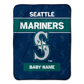 Personalized Seattle Mariners Emblem Baby Pixel Fleece Blanket