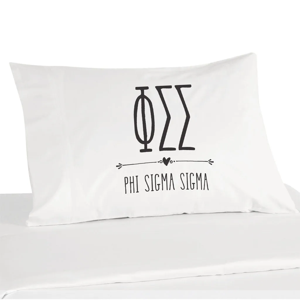 Phi Sigma Sigma Boho Greek Letters and Name Pillowcase