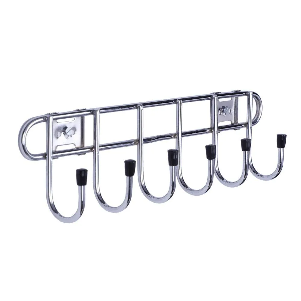 Planet Platinum Stainless Steel Folding Towel Rack with Free Hook Rail/Cloth Hanger/Wall Door Hooks Rail for Hanging Clothes/Towel Stand/Hanger/Bathroom Accessories (Silver)