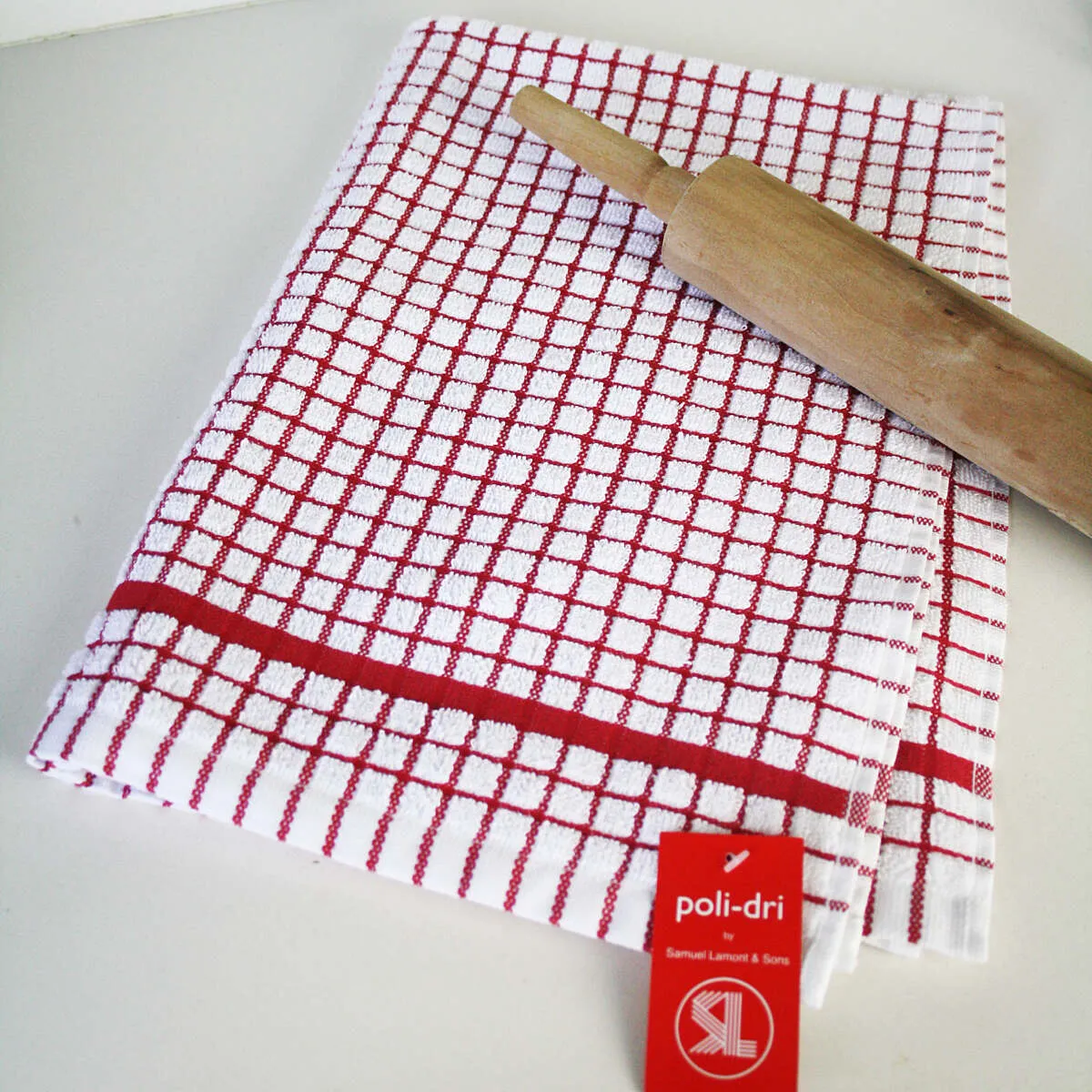 Poli-Dri Red Cotton Kitchen Tea Towel