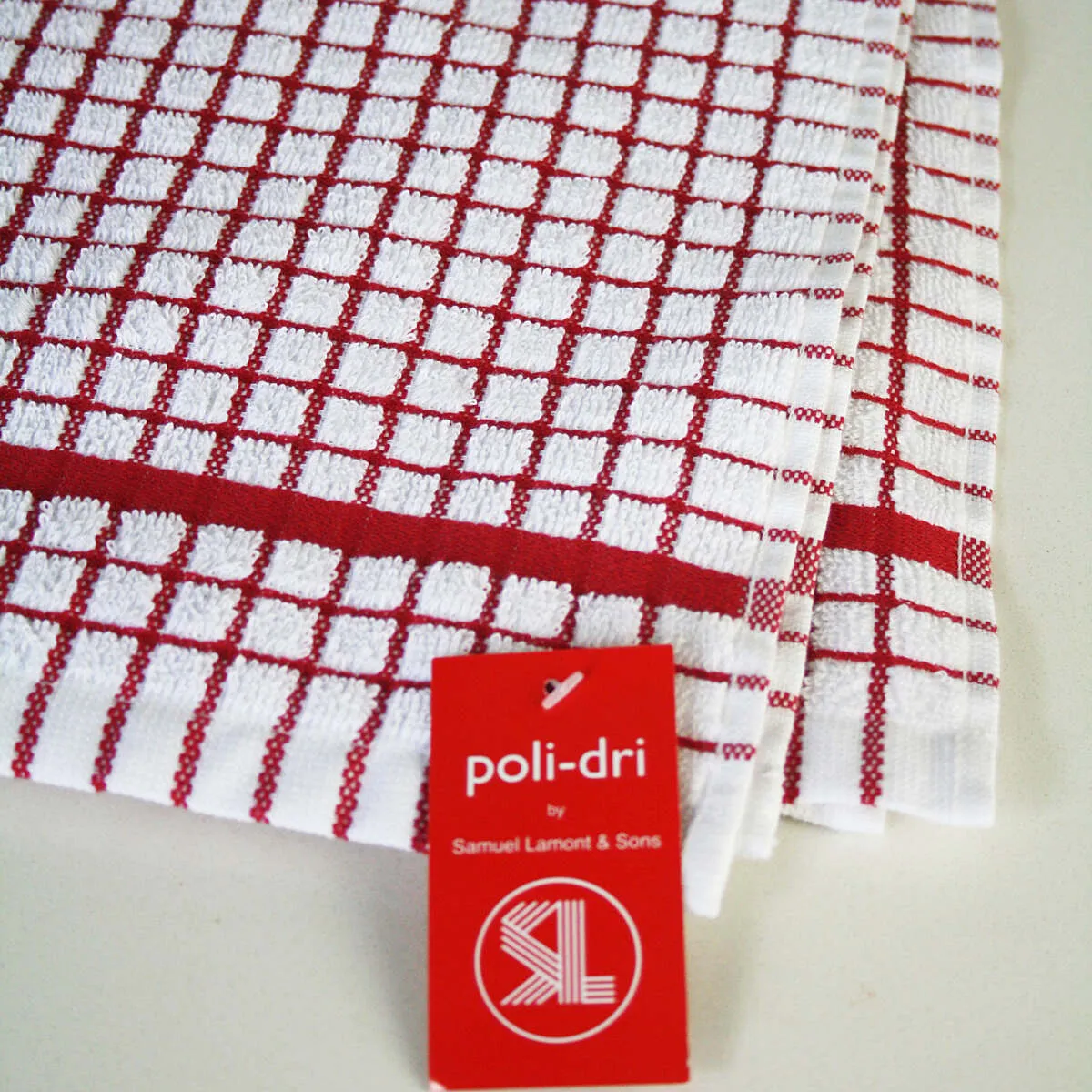 Poli-Dri Red Cotton Kitchen Tea Towel