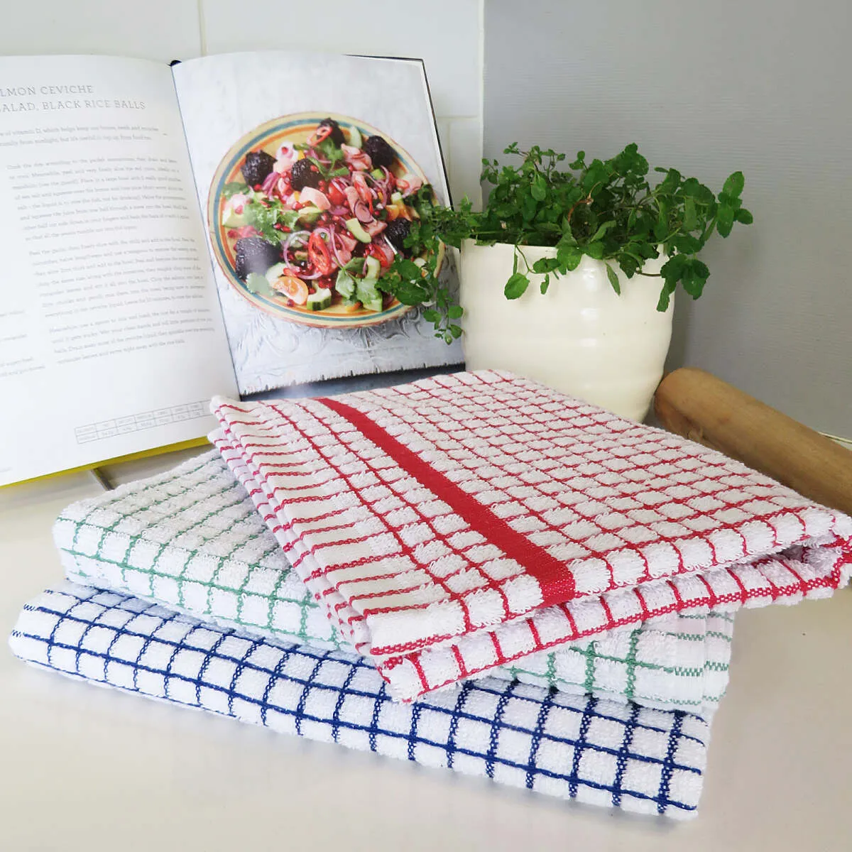 Poli-Dri Red Cotton Kitchen Tea Towel