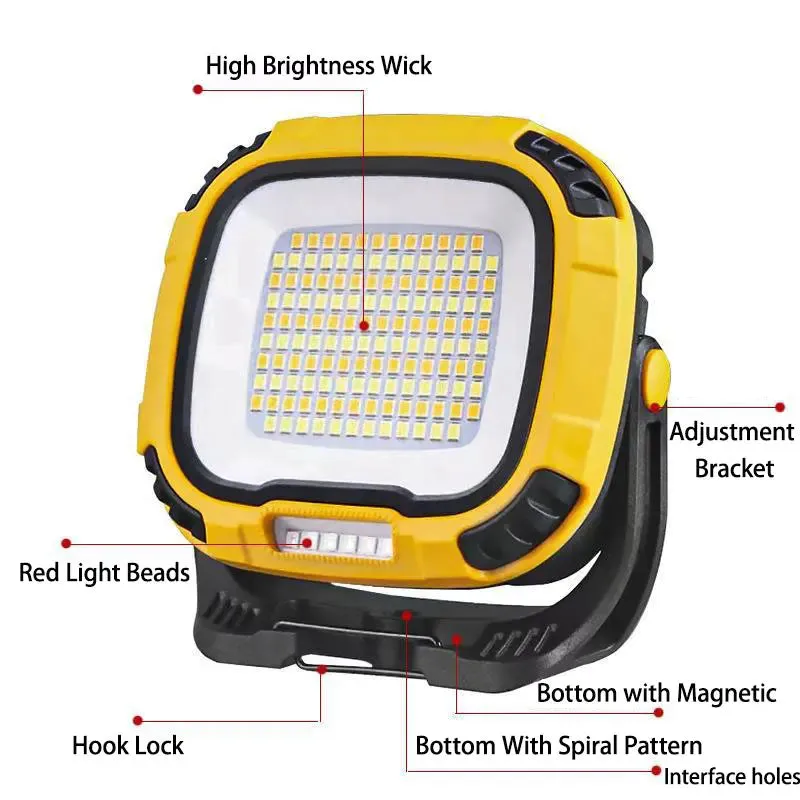 Portable LED Spotlight Lantern Strong Light Flashlight Outdoor Camping Fishing Emergency Rechargeable Magnetic Work Lamp W892