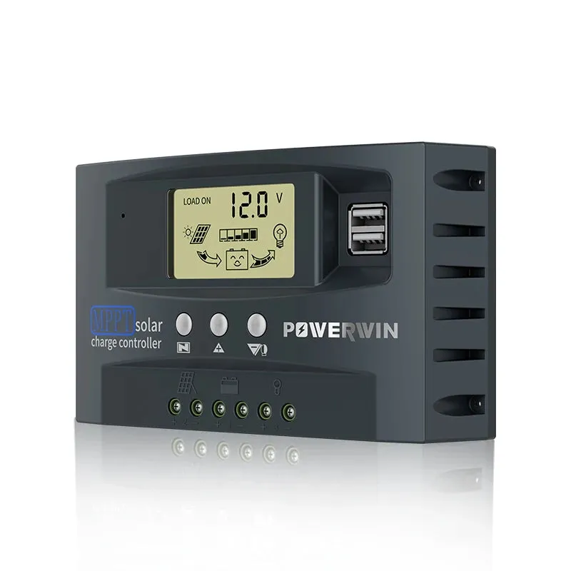 POWERWIN MPPT 12/24V 30A/50A Solar Controller Auto Micro MPPT Solar Power Voltage Dual USB LCD Display For LiFePo4 Battery