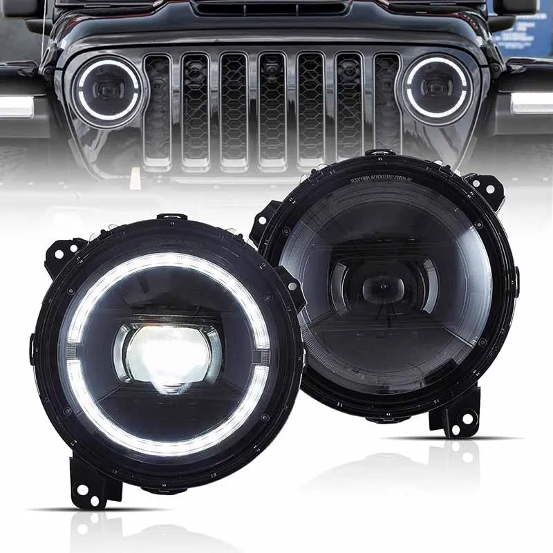 Projector LED Headlights with Dynamic Animation DRL for 2018-2024 Jeep Wrangler JL