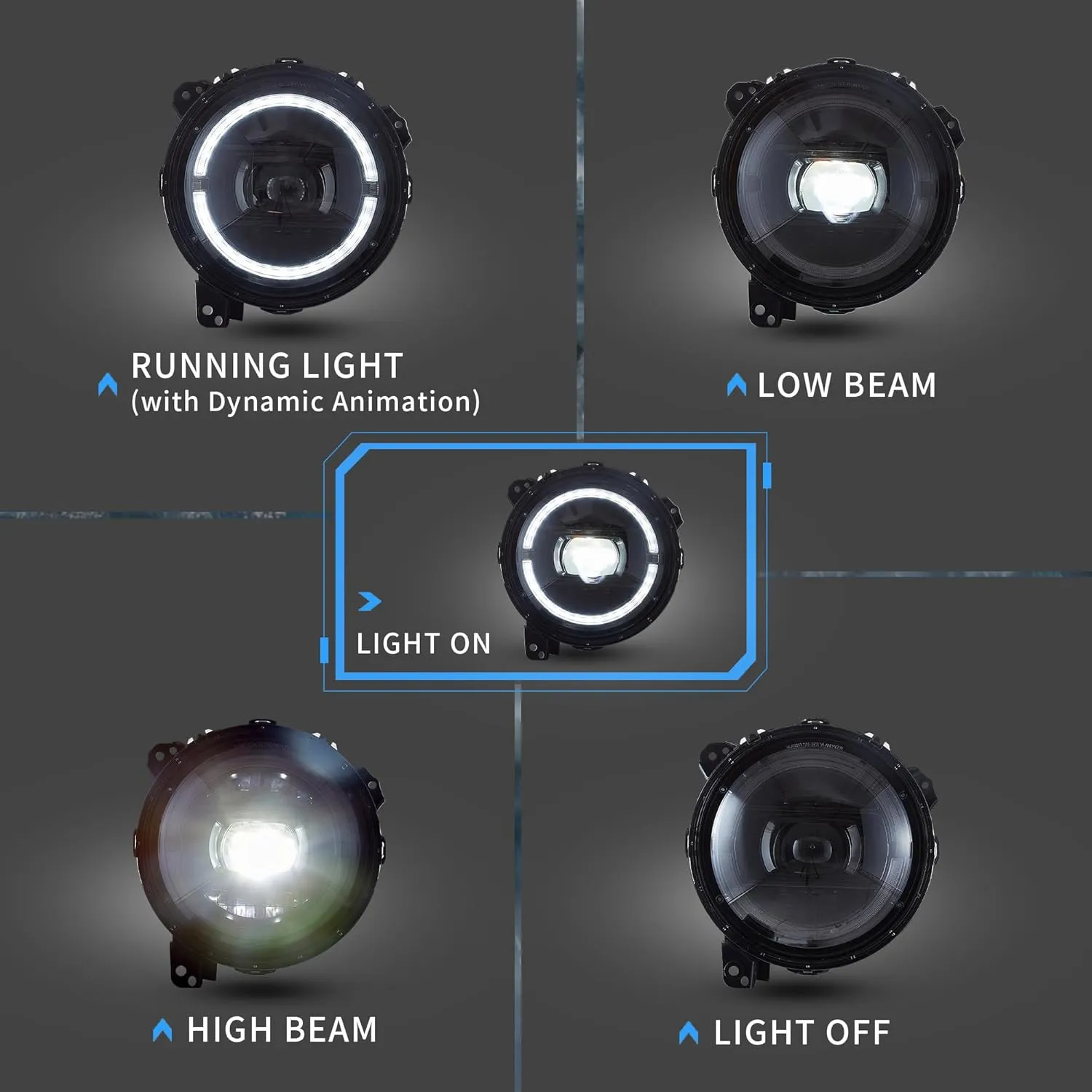 Projector LED Headlights with Dynamic Animation DRL for 2018-2024 Jeep Wrangler JL