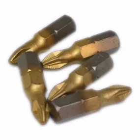 PZ2 Pozi 25mm x 5 Hardened Titanium Coated Impact Bits WP Quality Pozidriv