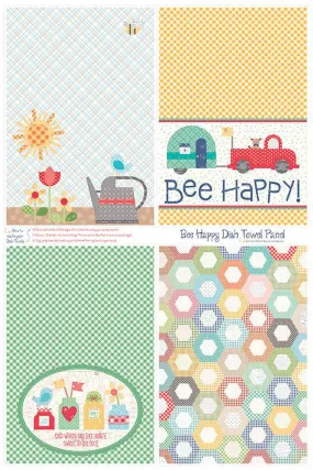 "Bee Ginghams"-Bee Happy Dish Towel Panel by Lori Holt of Bee in my Bonnet for Riley Blake