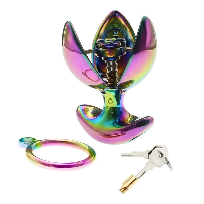 Rainbow Locking Butt Plug