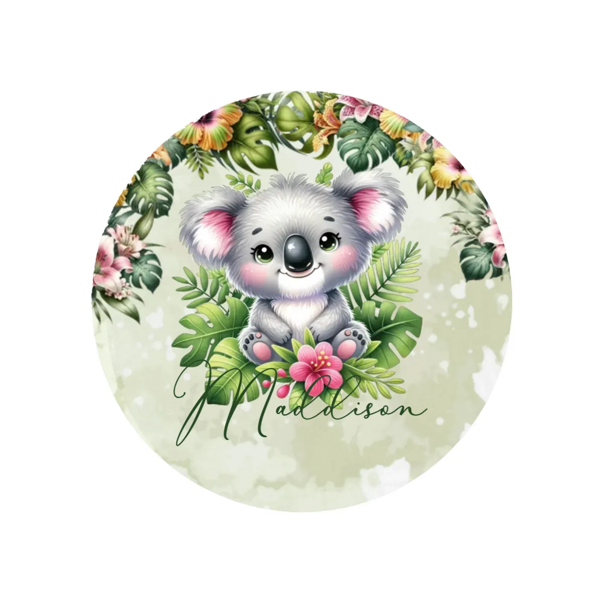 Round Blanket Personalised Tropical Koala