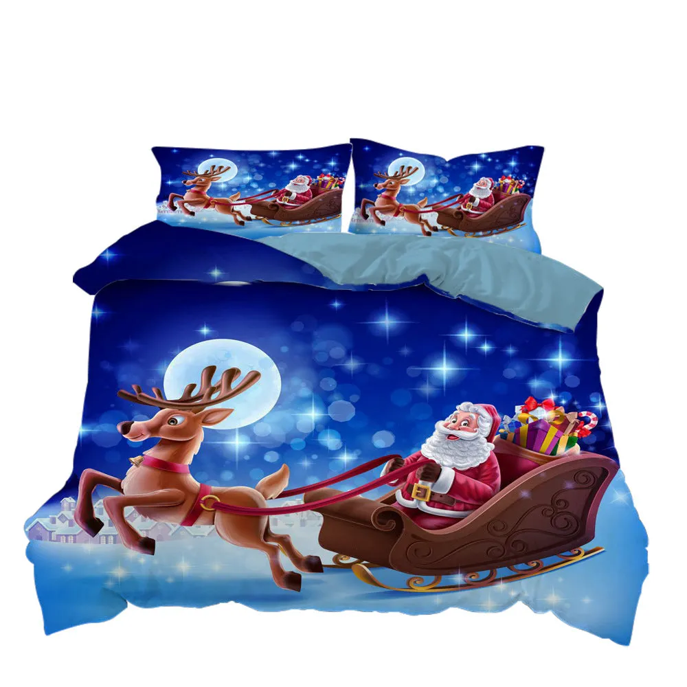 Santa's Three-piece Duvet Cover Under The Stars