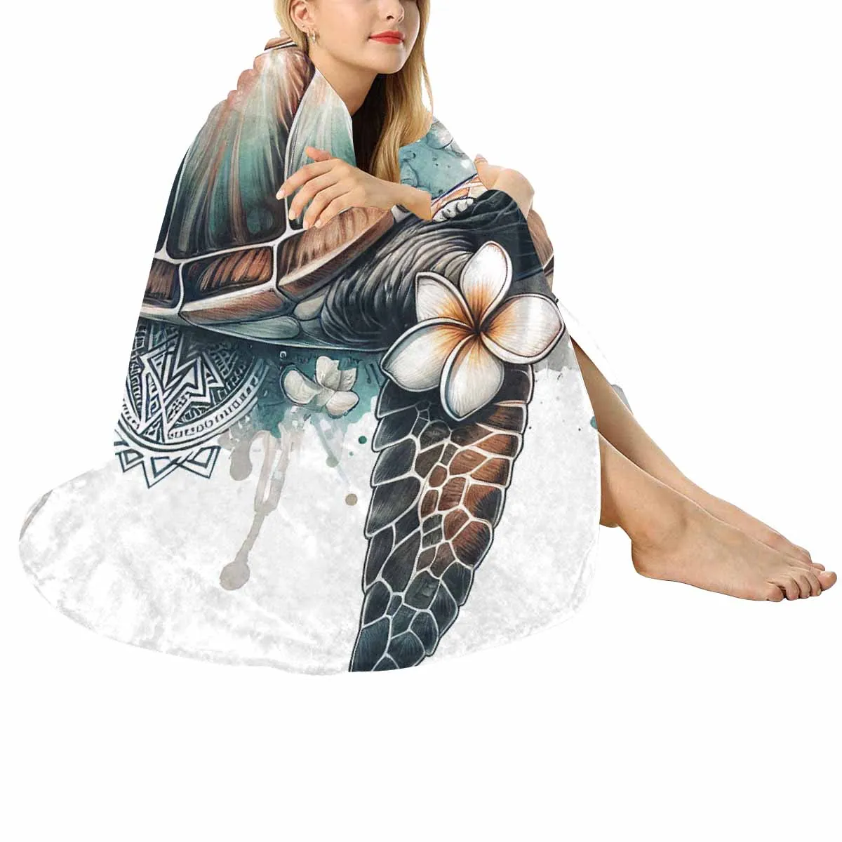 Sea_Animals_Turtle_Awd351101  Circular Micro Fleece Blanket 60"