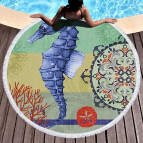 Seahorse Passion Round Beach Towel