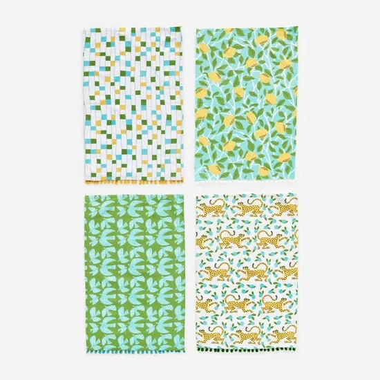 Set of Cheetah  or Lemon Tea Towels