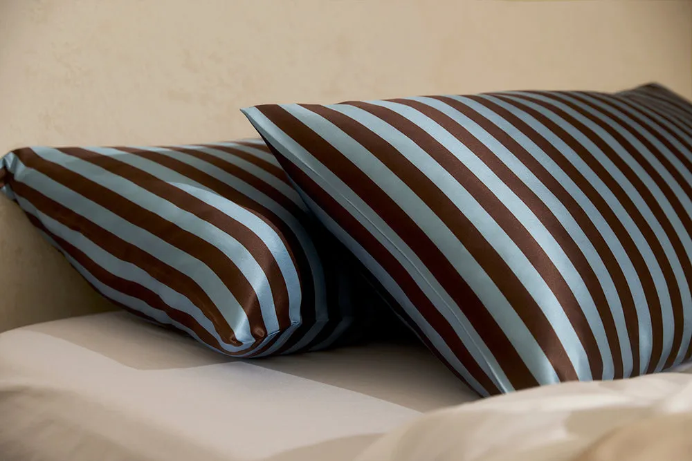 Silk Pillowcase - Iced Chocolate Stripes