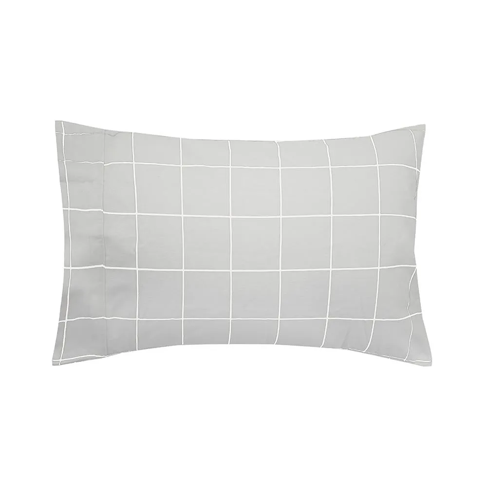 Silver Grey & White Check Carrington Flannelette Sheet Sheet.