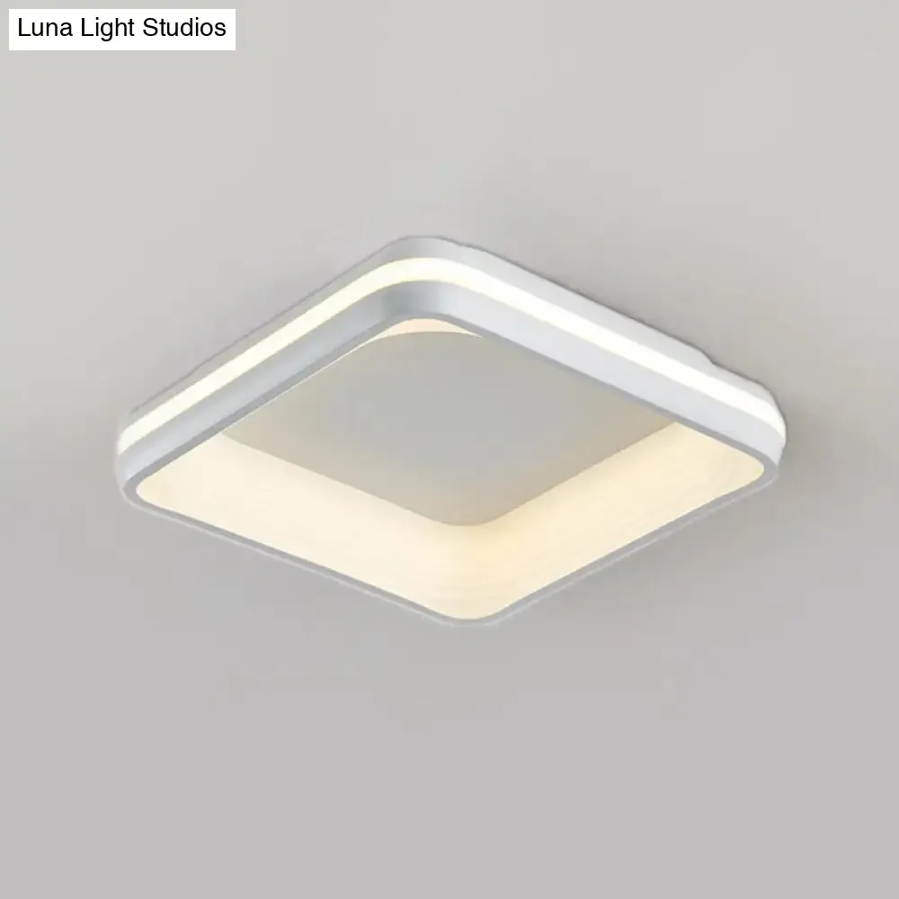 Simple Style Metal Square Flush Light - 19" or 25" Wide LED Ceiling Mounted Fixture with Stepless Dimming, Remote Control, and 3 Color Light Options