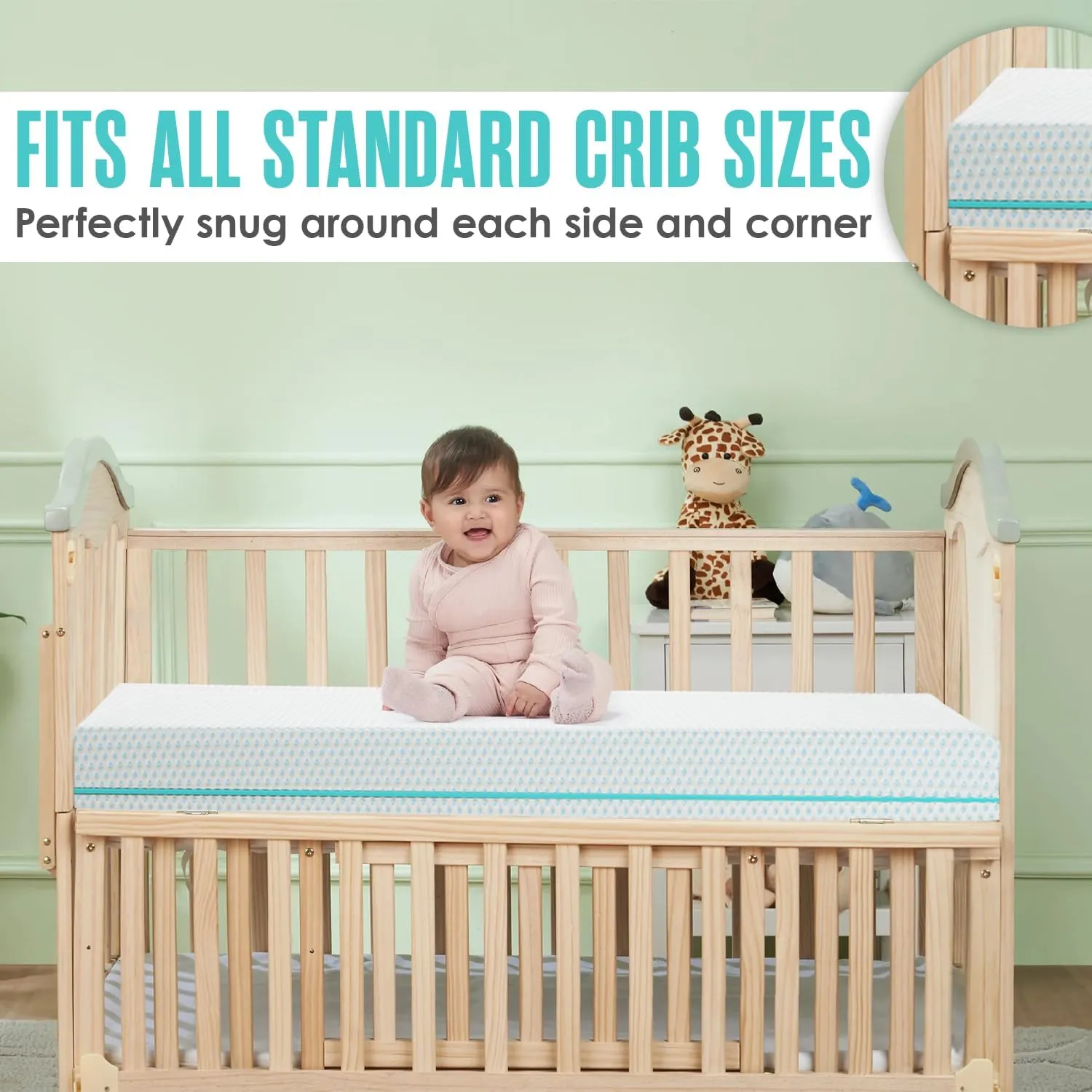 Sleepah 5.5” Crib & Toddler Bed Mattress Dual Sided Cooling Memory Foam – Waterproof Washable Breathable Soft Cotton Fabric – CertiPUR Firm Baby Mattress - Toddler Mattress Baby Crib Mattress