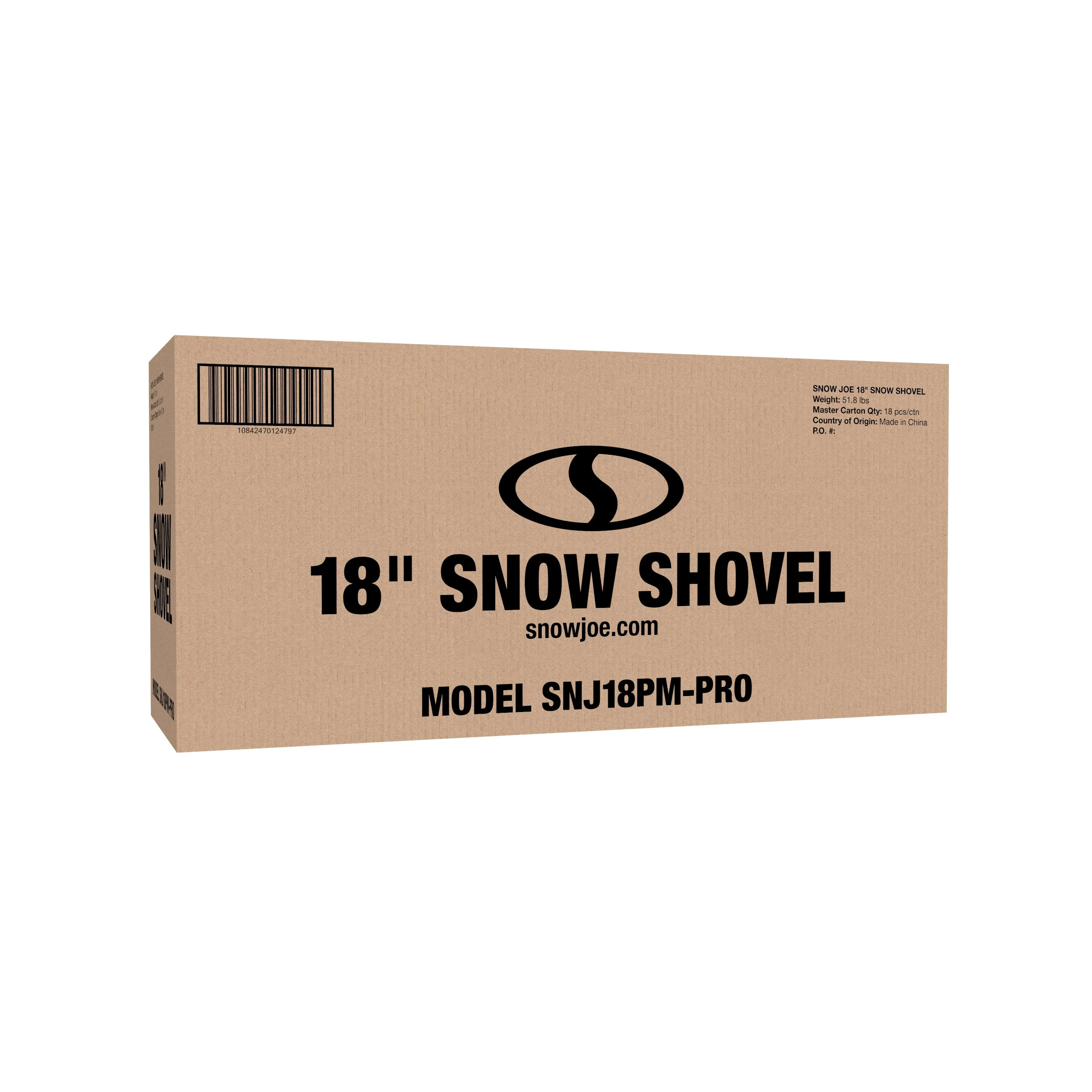 Snow Joe SNJ18PM-PRO 18-Inch Combination Snow Shovel/Pusher | w/ Wear Strip, Deep Blade, Steel Ribbed Shaft, & D-Grip Handle | 51-Inch Handle | Retail Ready