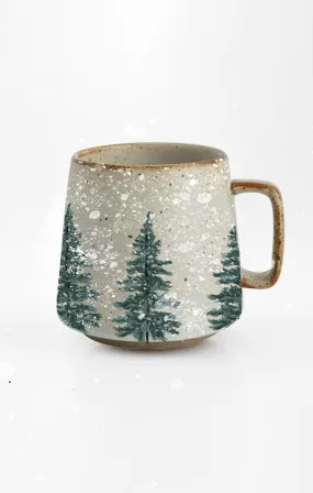 Snowy Trees Stoneware Mug