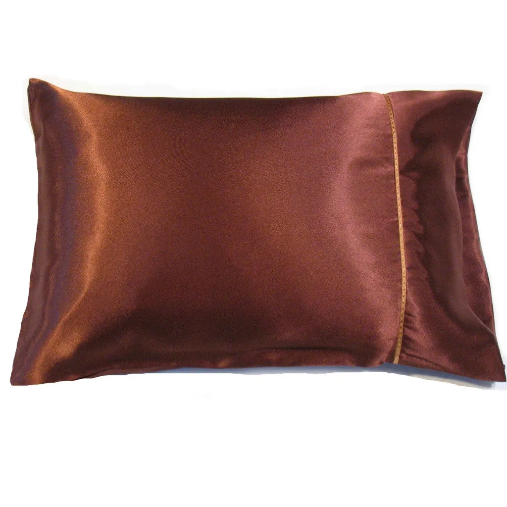 Sofa or Bedroom Accent Pillow, Luxurious, Silky Brown Charmeuse Satin