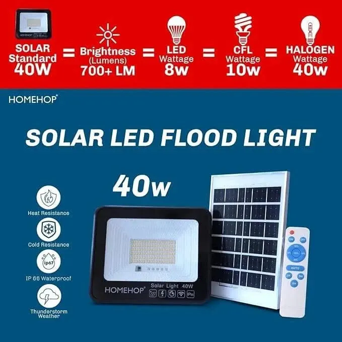 Solar garden flood lights automatic 40W LED light with Remote (Pack of 2)