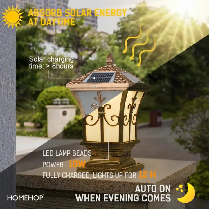 Solar Gate Light AC Powered Antique Wall Lamp Waterproof for Home Garden Outdoor, Multi Color with Remote