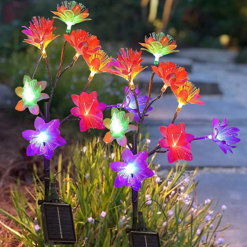 Solar Modern Creative ABS Camellia LED Outdoor Lawn Decorative Ground Plug Light