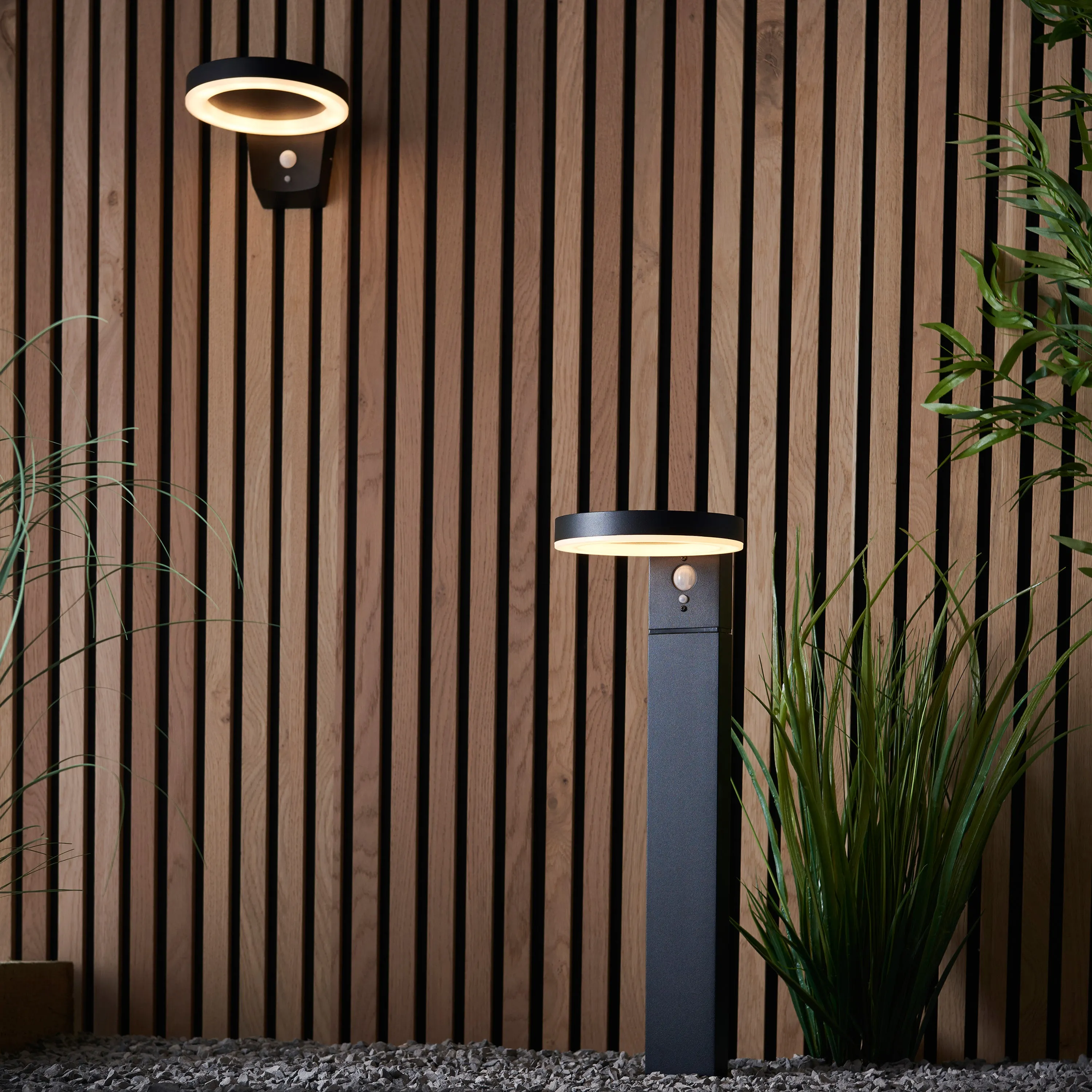 Solaria Black Hoop Outdoor Wall Light