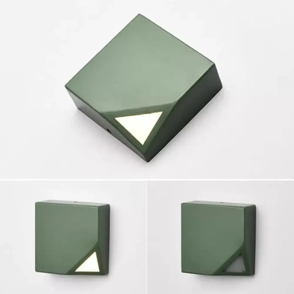 Square Metallic LED Wall Sconce for Office and Bedroom Decor