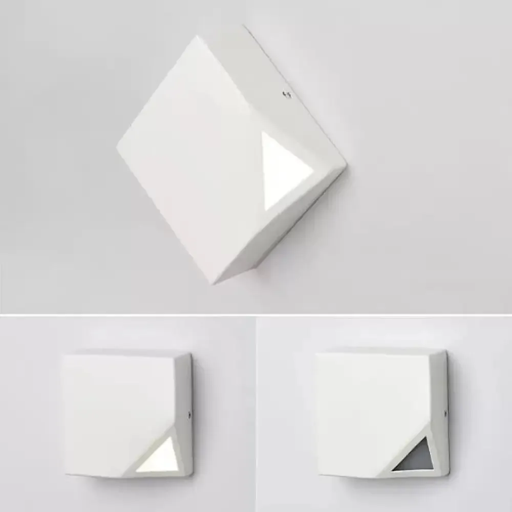 Square Metallic LED Wall Sconce for Office and Bedroom Decor