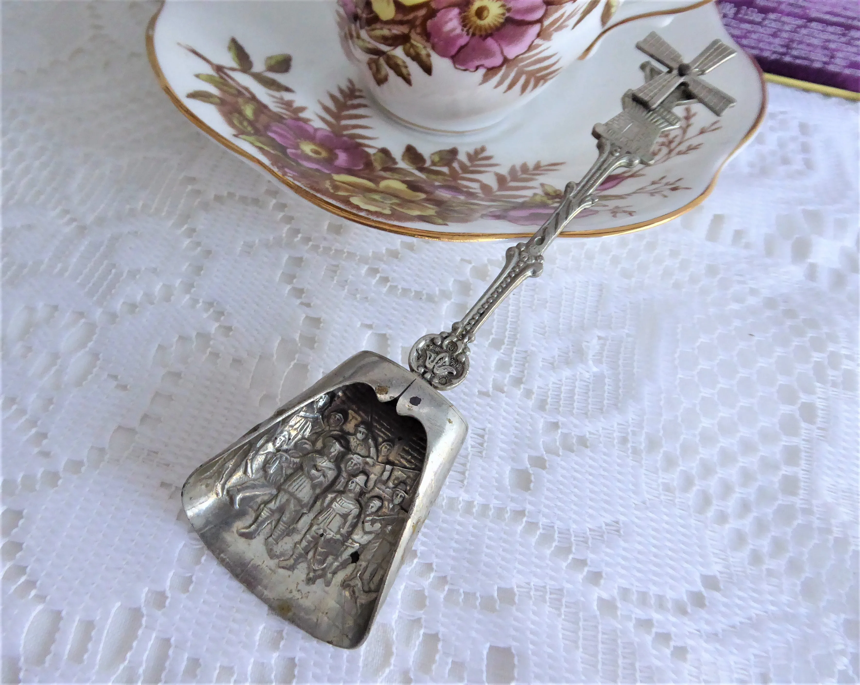 Sugar Spoon Dutch Mechanical Sugar Shell 1950s Silver Sugar Shovel Caddy Spoon