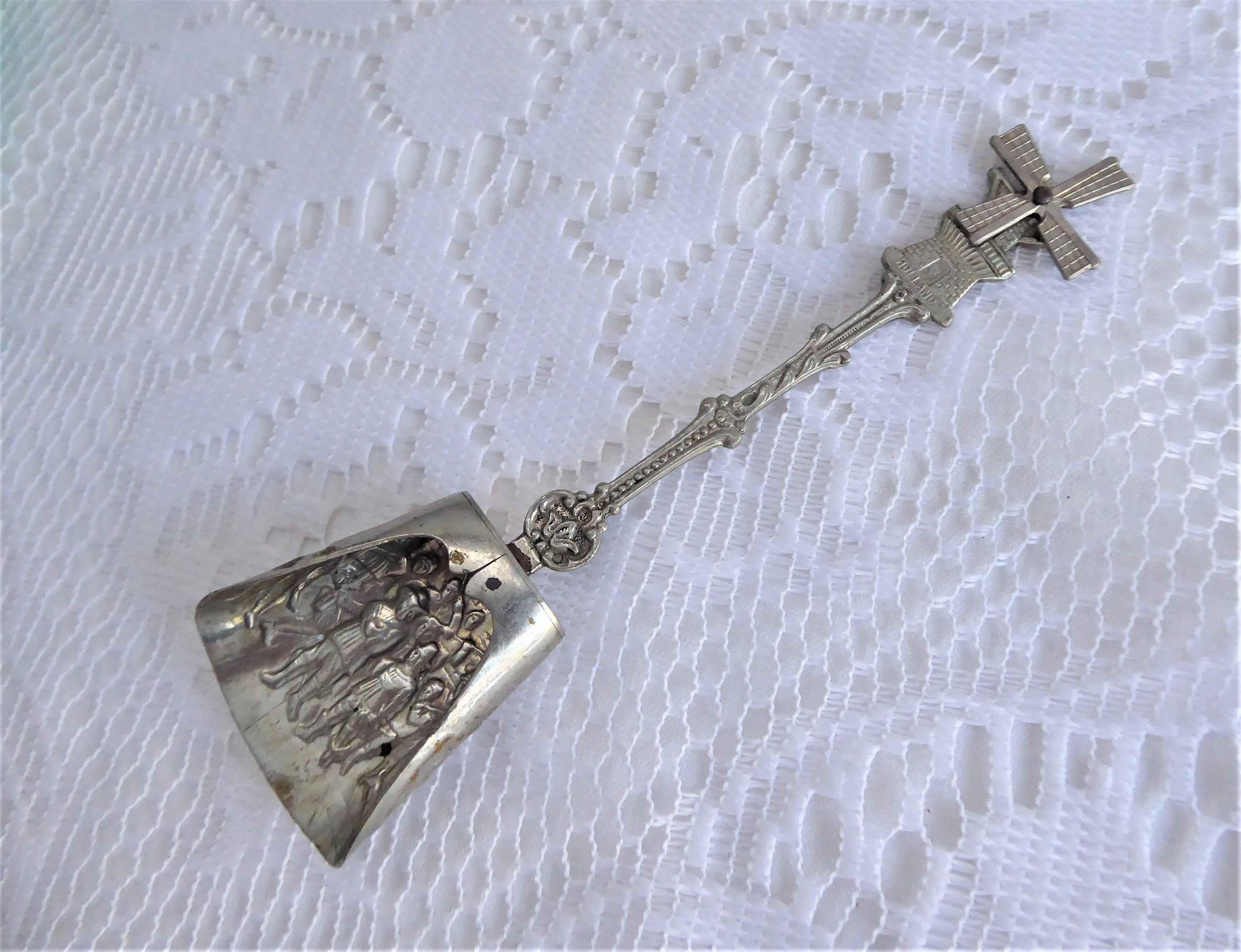 Sugar Spoon Dutch Mechanical Sugar Shell 1950s Silver Sugar Shovel Caddy Spoon